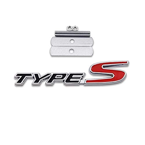 AxleZx Chrome Metal TypeS Logo Car Front Grille Emblem Premium 3D Racing Sport Turbo Power Grill Badge BlackRed