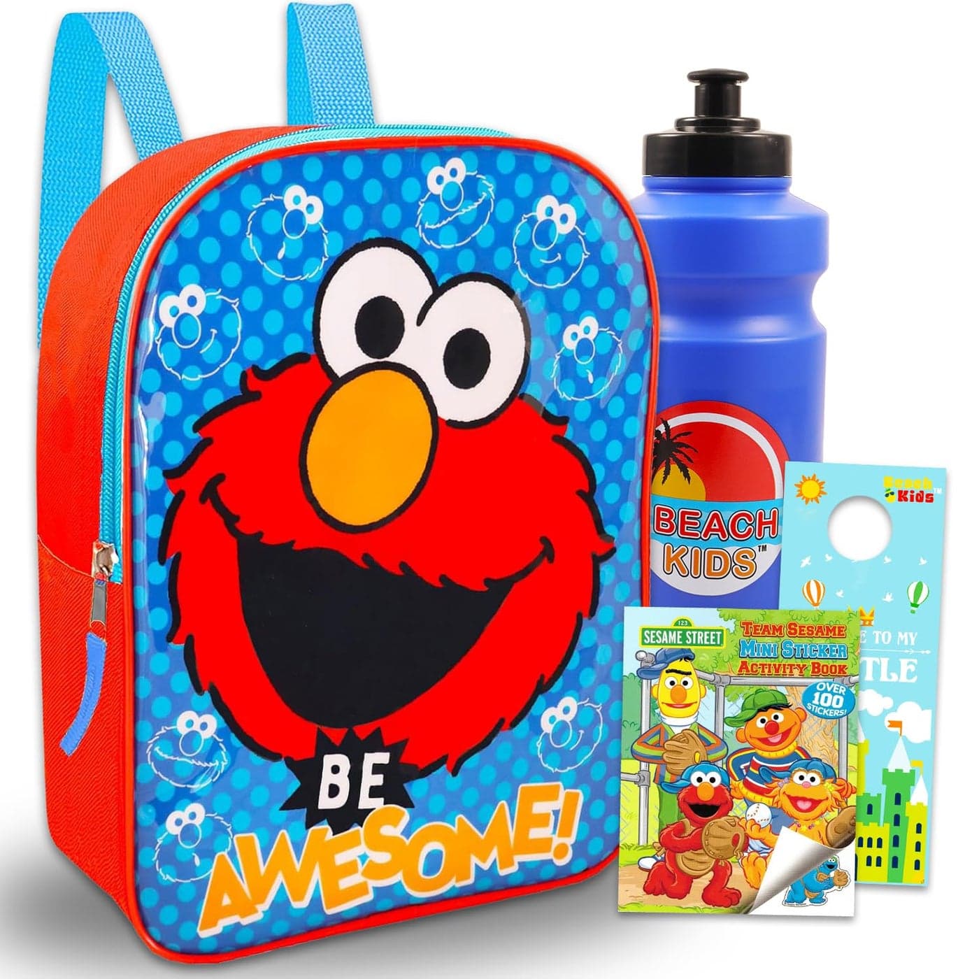 Sesame Street Elmo Toddler Backpack Set Bundle with Deluxe 11 Elmo Mini Backpack Stickers and More Sesame Street School Supplies