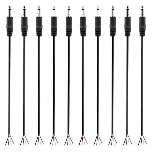 Fancasee 10 Pack 3.5mm 1/8" to Speaker Wire TRRS Stereo Male Plug to Bare Wire Pigtail 3.5mm Jack Connector Adapter Repair Audio Cable for Microphone Headphone Headset Earphone Speaker