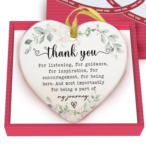 GOSSBY Heart-Shaped Thank You Ornament - Thank You Gift for Women - Christmas, Appreciation Gift for Teacher, Coworker, Employee, Boss, Friend - Christmas Tree Ornament Decor Idea 2025