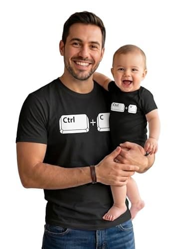 Tstars Ctrl C Ctrl V Dad and Baby Matching Shirts Funny Daddy and Me Outfit for Fathers Day or Family Photos Dad Black SmallBaby Black 12M 612M