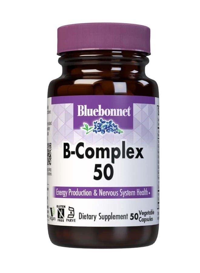 Nutrition B Complex 50 Vegetable Capsules, Complete Full Spectrum, Vitamin B6, B12, Biotin, Folate, Vegan, Vegetarian, Gluten Free, Soy Free, Milk Free, Kosher, 50 Vegetable Capsules