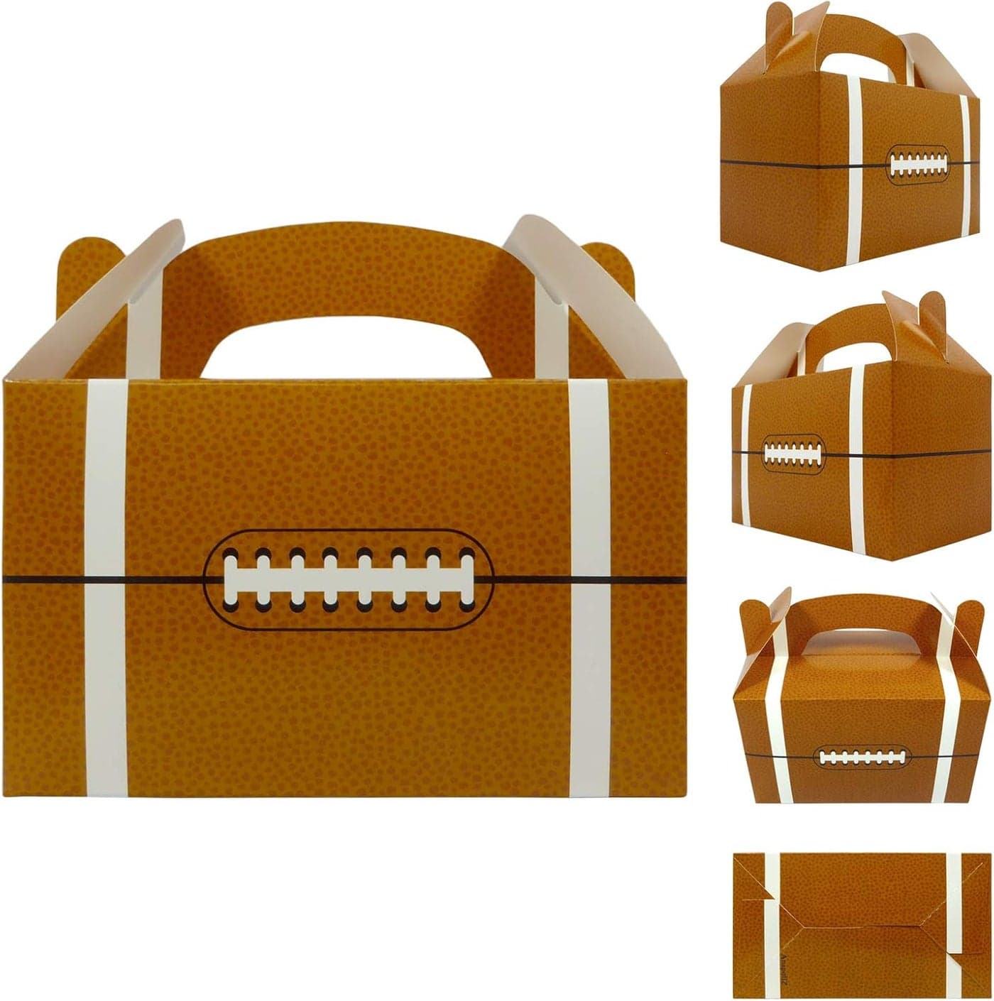 AnapoliZ Football Party Treat Boxes Team Favor Box with Handle 24 Pcs Set Football Party Supplies Sports Theme Birthday Goody Boxes