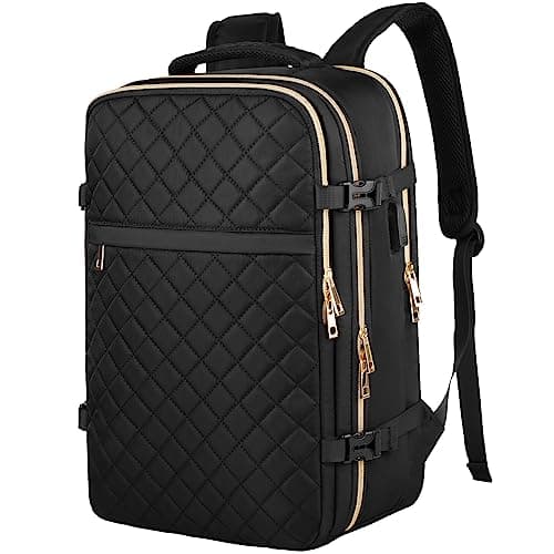 MOMUVO Travel Backpack for Women Carry On Backpack Airline Approved 156 Inch Laptop Backpack with USB Charging Port Casual Daypack for Weekender Business College Black