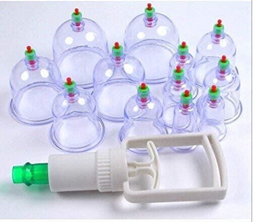 Lovelyduo Vacuum Cupping Set 12 PCS Kit Pull Out a Vacuum Apparatus Therapy Relax Massagers Curve Suction PumpsWhite 12 Pcs Cup