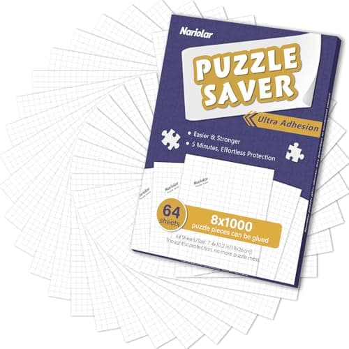 Nariolar Ultra Adhesion Puzzle Glue Sheets 64 Puzzle Saver Sheets Preserves 81000 Pieces