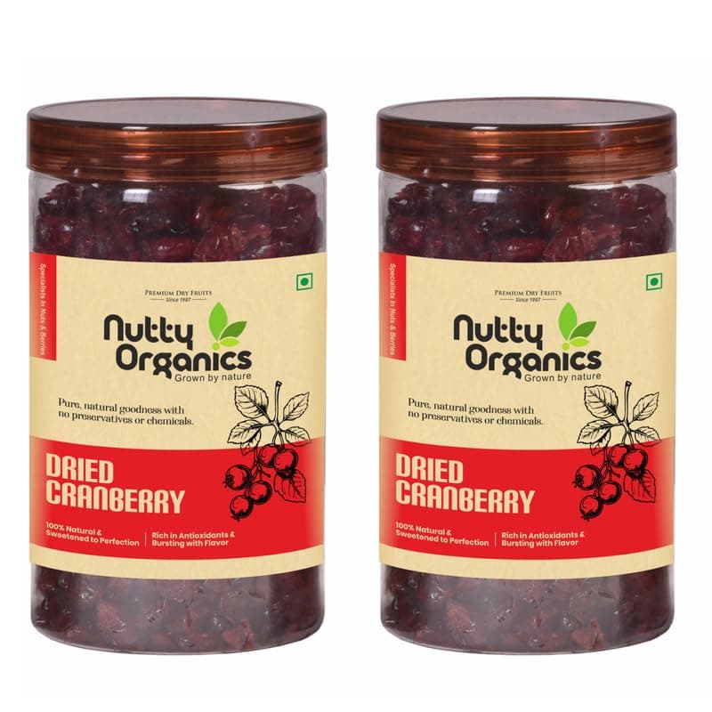 NUTTY ORGANICS Cranberry 1KG | Dry Fruit & Berries | High in Nutrients & Antioxidants | Healthy & Nutritious Snack | Perfect for Salads & Baking