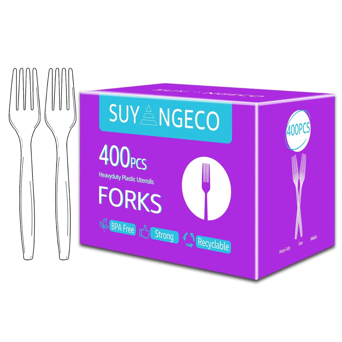 400 Count Heavy Duty Clear Plastic Forks Disposable Plastic Fork Bulk Utensils Reusable Cutlery Set Thick Plasticware Silverware for PartyEvery Day UsePicnicCampingWeddingBarbecues