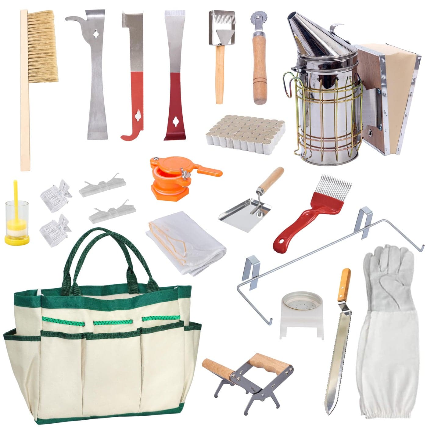 BeeCastle Beekeeping Supplies 22PCS Beekeeping Tools Kit with Organizer Tote, Bee Keeping Supplies-All Tools Kit Bee Keeping Starter Kit for Beginners and Professional Beekeepers