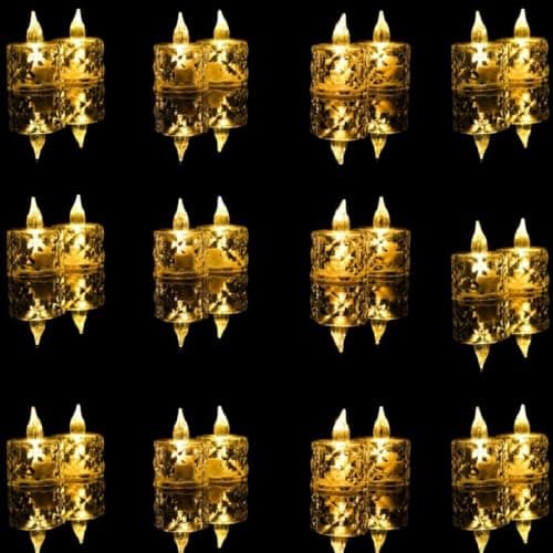 Casa Illuminate unscented 20 Pcs Flameless and Smokeless Decorative Crystal Candles Transparent Acrylic LED Tea Light Candle for Decoration (20 Pieces, Yellow, 5 cm)