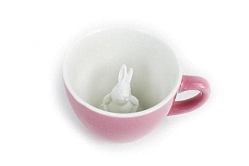 Creature Cups RABBIT Ceramic Cup (11 Ounce, Blush Pink) - Hidden 3D Animal Inside Mug Emerges As You Drink - Woodland Critter - Holiday and Birthday Drinkware Gift for Coffee & Tea Lovers