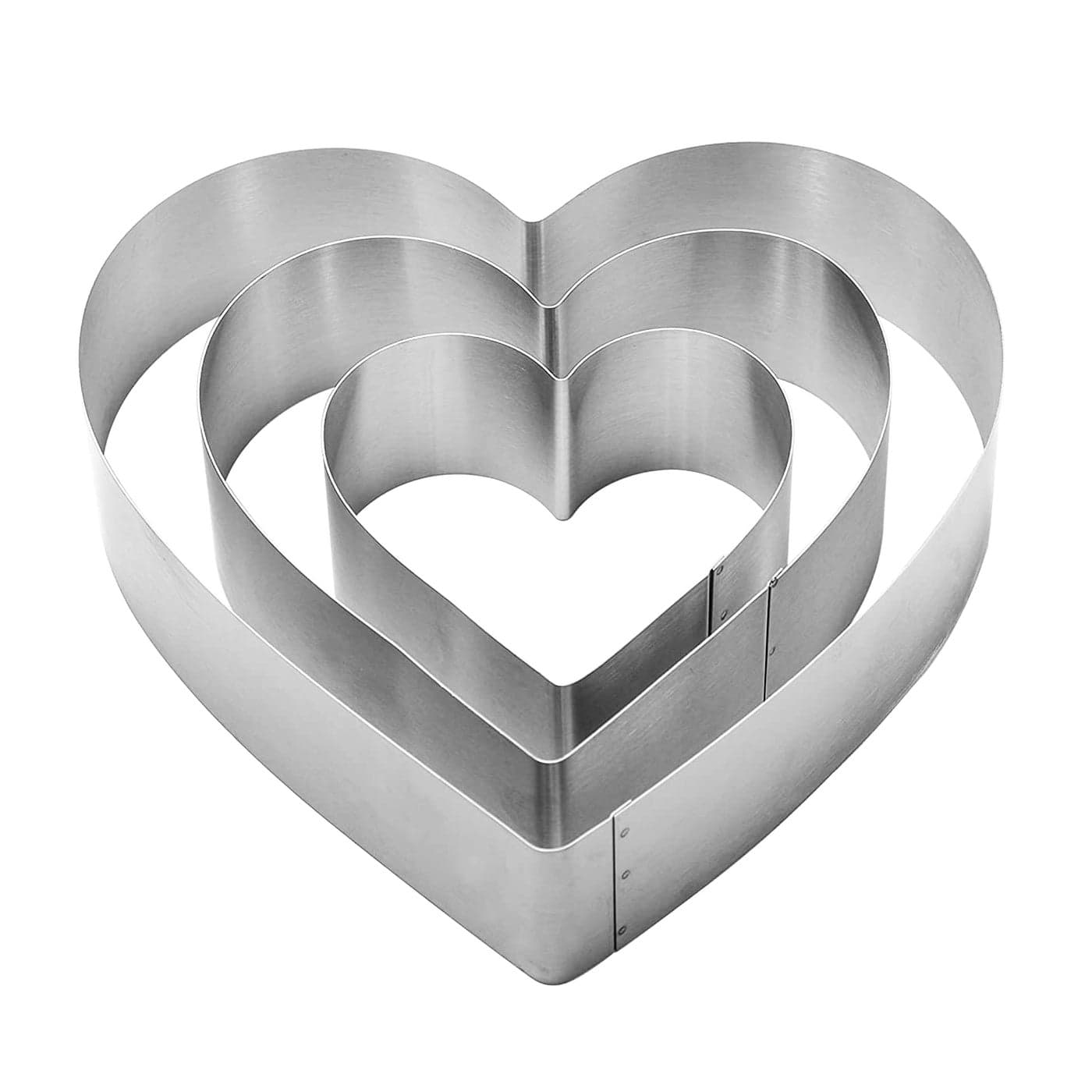 QEEYON 3PCS Heart Cookie Cutter Set 4 6 8 Stainless Steel Sandwiches Cutter DIY Heart Cake Cutter Cake Molds Ring Set Mousse Mold Biscuit Cutter Valentines Cookie Cutters Pastry Cutters