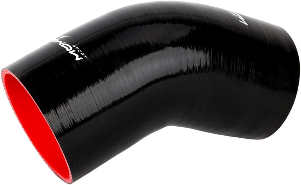 HiwowSport 45 Degree 4-Ply Silicone Hose for Turbo/Intercooler/Intake Piping, 3.0'' ID, Black