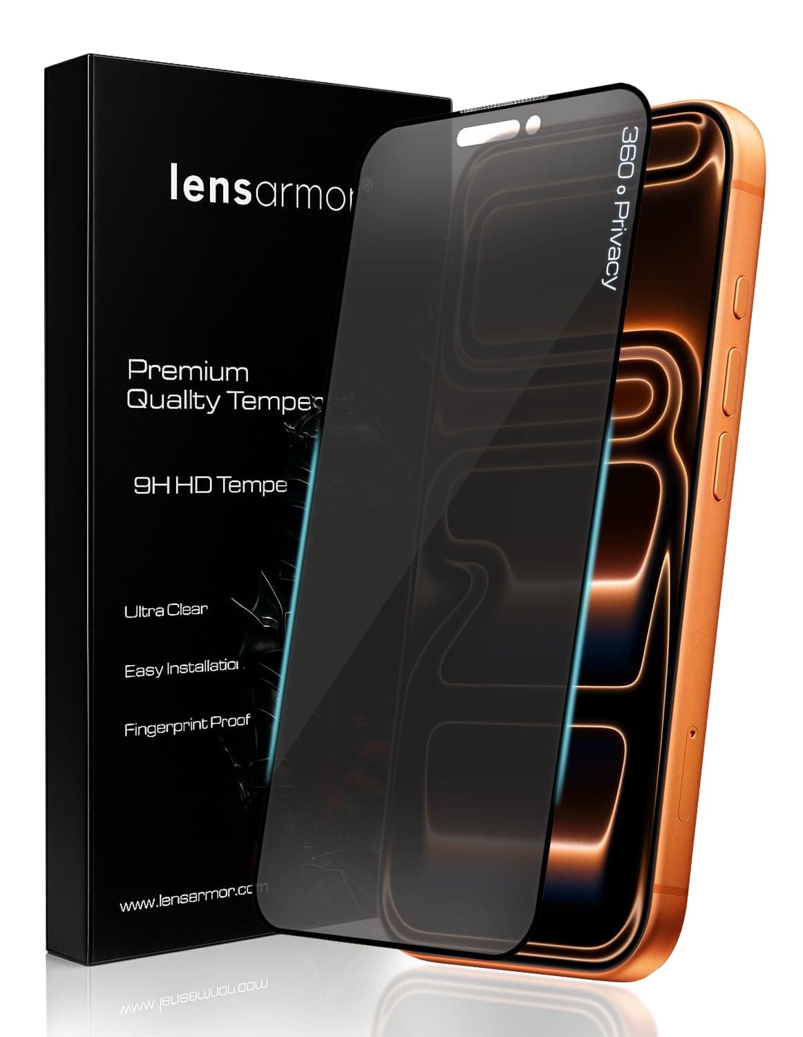 Lensarmor Military Grade 360 Degree Privacy Tempered Glass for iPhone 17 Pro (6.3") – Anti-Spy Screen Protector with Accessories Kit, 9H+ Shatterproof & Scratch Resistant Full Coverage Screen Guard