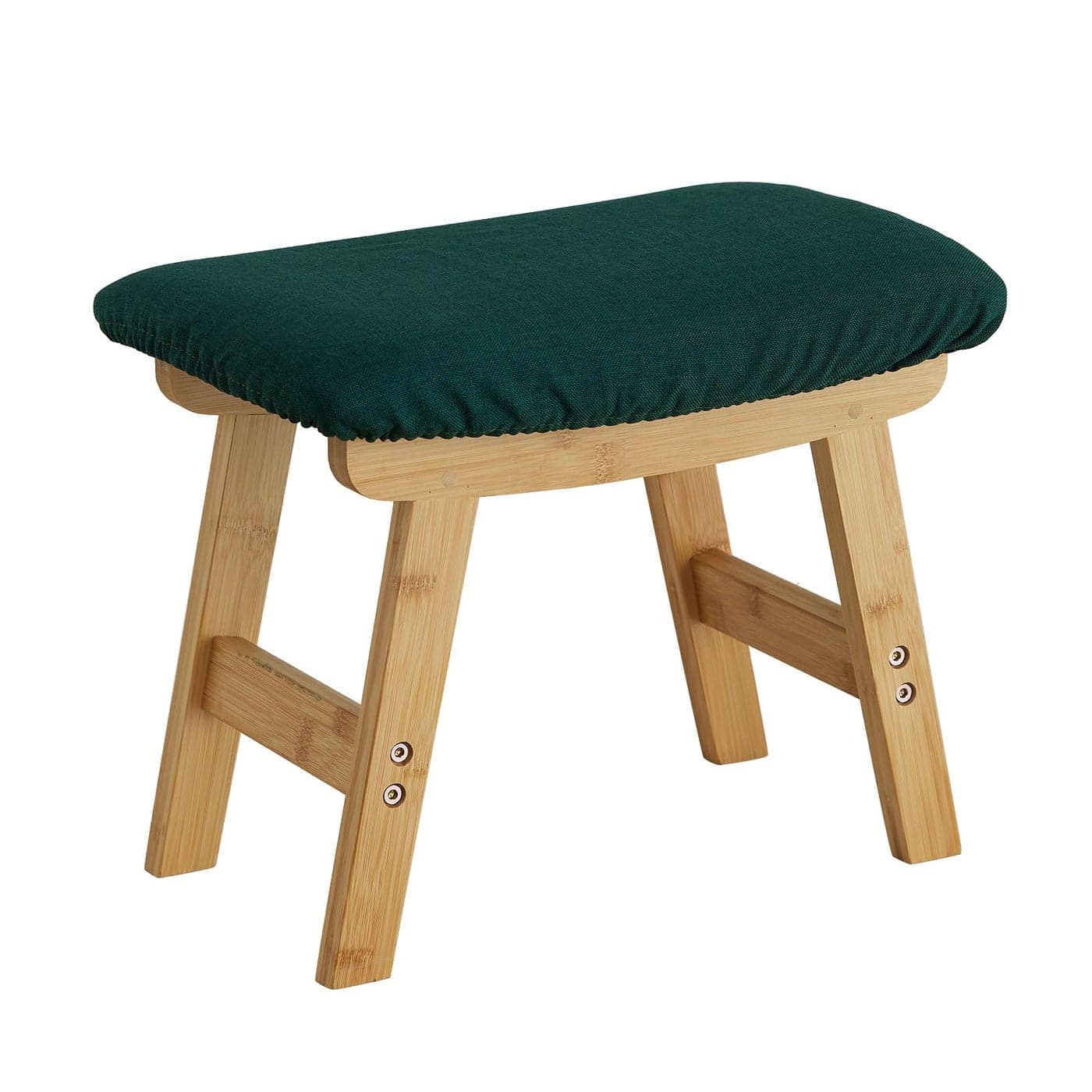 Foot Stool Ottoman Foot Rest Under DeskSmall Stool for Living Room Bedroom and Kitchen Natural Legs Green Stool Surface
