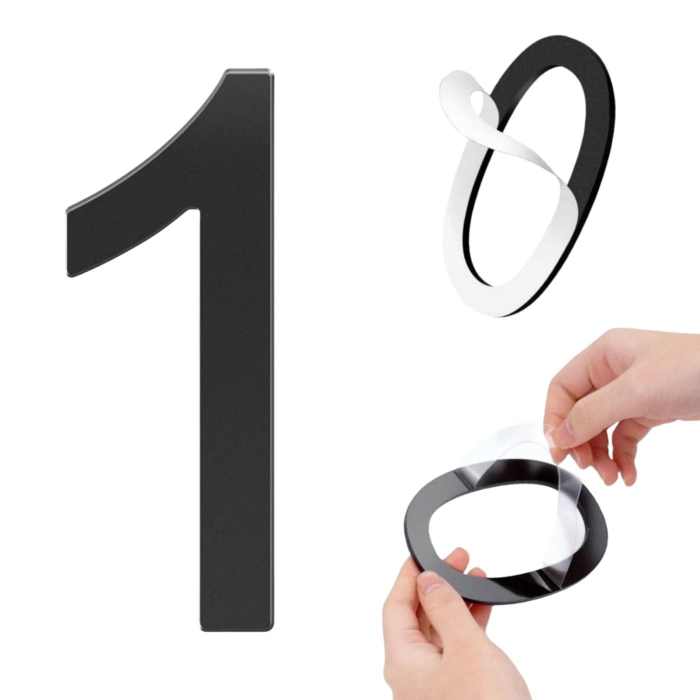 GLDonee Selfadhesive 5 Inch House Numbers Acrylic House Number Modern House Numbers Black Mailbox Numbers for Outside Address Home Number for Apartments Office Hotel Room Number 1