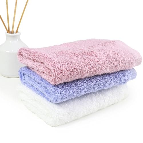 HEELIUM Bamboo Face Towel | Ultra Absorbent & Odour-Free | 3X Softer Than Cotton Towels | 30 x 30 cm - 600 GSM | Pack of 3 - Peach, Iris, White