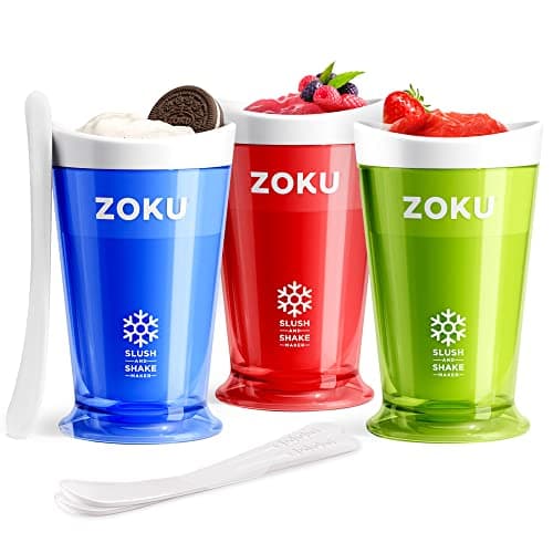 ZOKU Original Slush and Shake Maker Slushy Cup 3 Pack for Quick Frozen Homemade SingleServing Slushies Fruit Smoothies and Milkshakes in Minutes BlueRedGreen Set of 3