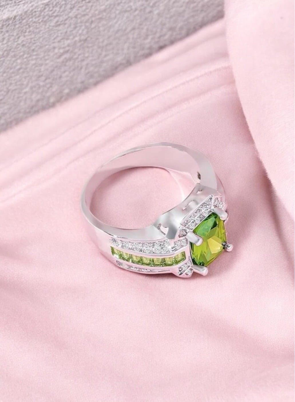 Silver Plated Cubic Zircon Ring For Women Size 7