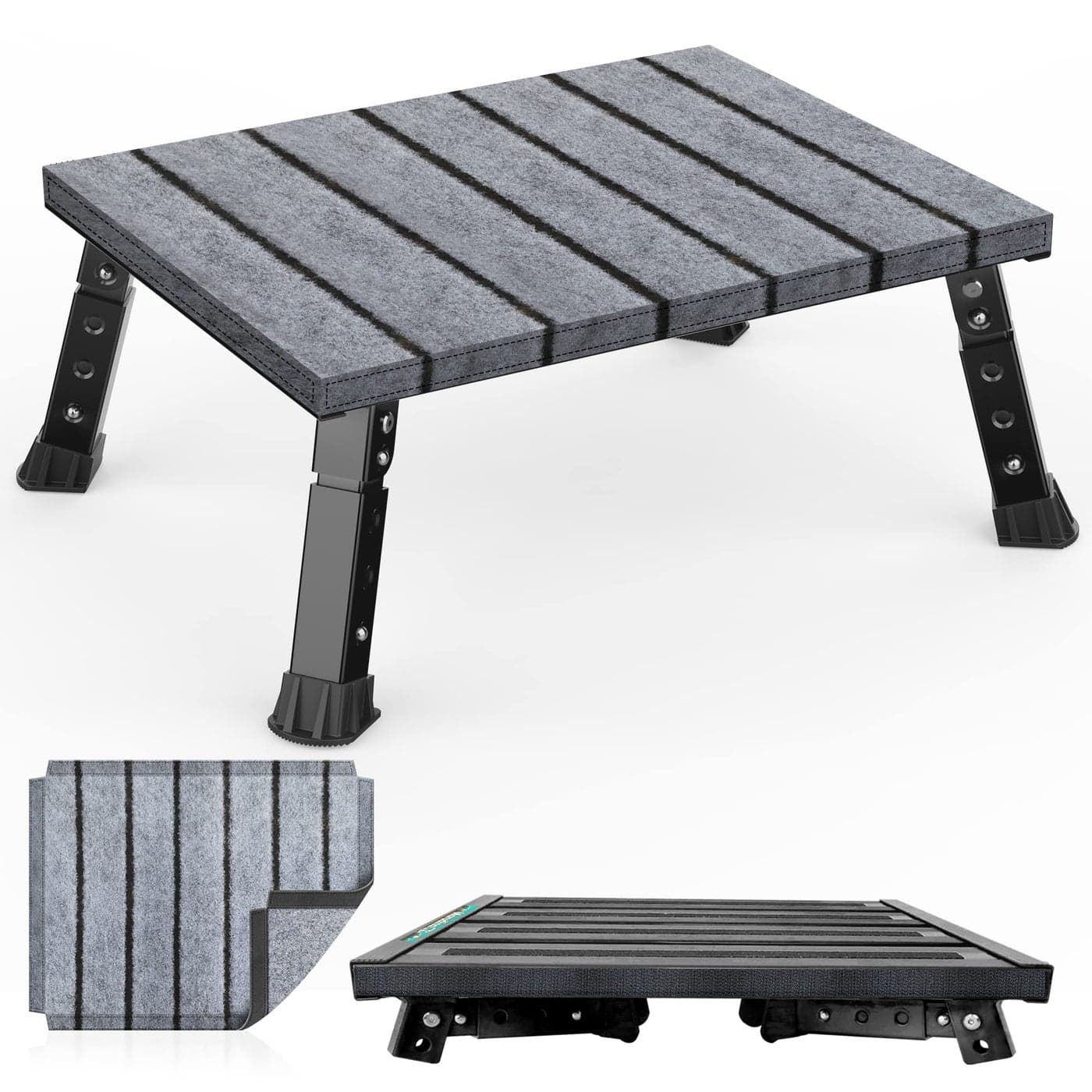Marudina Large Platform RV Step with Cloth Cover and AntiSlip Surface 3Level Adjustable Height Light Aluminum Folding Step Stool Supports Up to 1000 lb Ideal for RV and MultiUse Scenarios