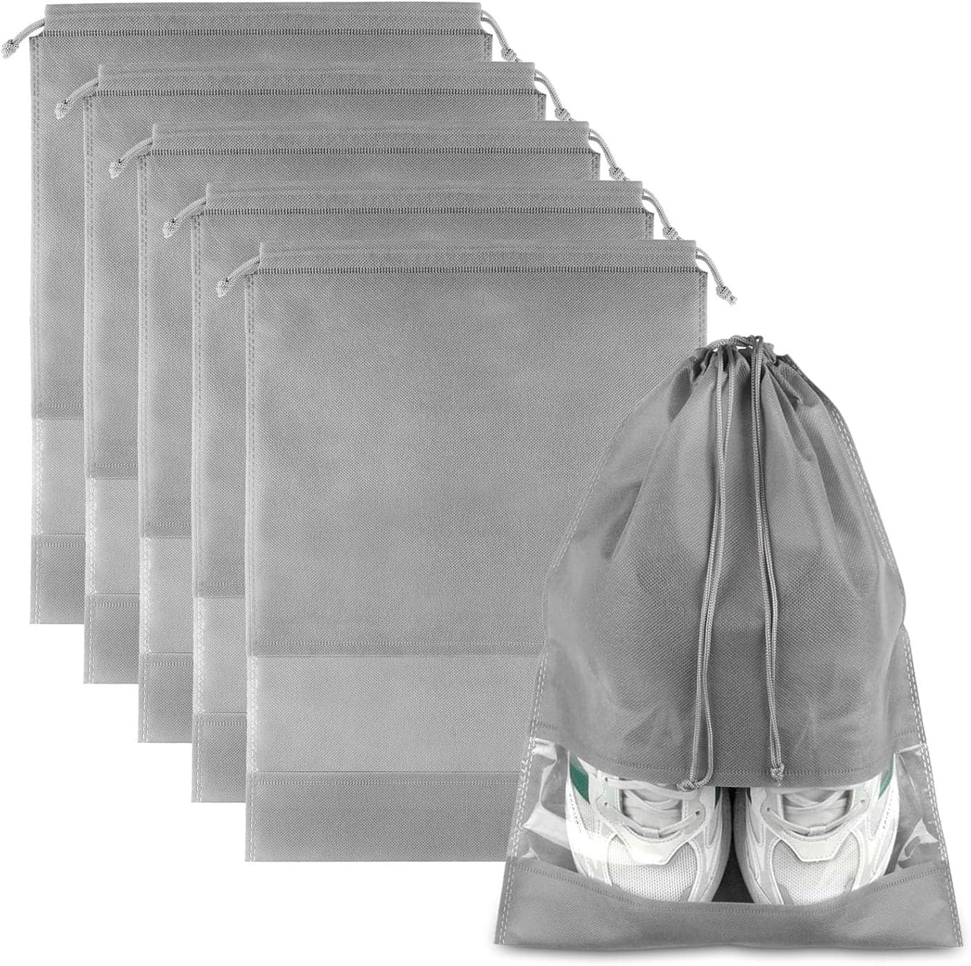 B11 Clear Transparent Nonwoven Shoe Bag for Men & Women Daily Storage and Travel Need Esential Shoes Pouches - Grey - 6 Pcs