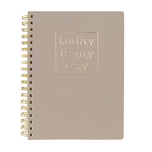 Graphique Vegan Leather Spiral Journal, “Today” – 8” x 10", 192 Lined Pages, "Today is My Day" Quote Embellished in Gold Foil on the Cover – Perfect for Taking Notes, Lists and More
