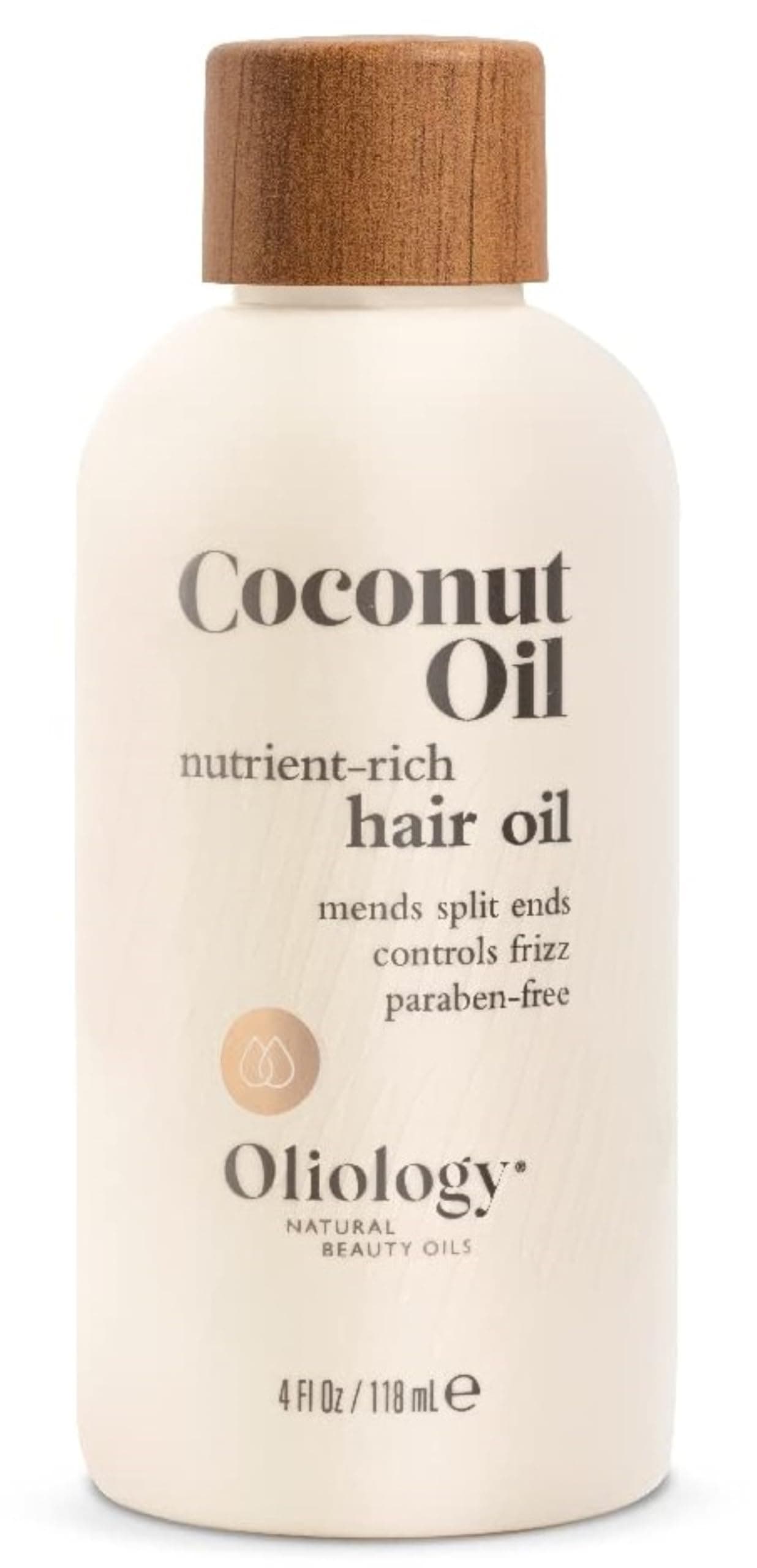 Oliology Coconut Hair Oil Meds Split Ends Controls Frizz Hydrates Softens Lightweight Formula Helps Repair Distressed Hair from Heat Styling Treatments Made in USA Paraben Free 4oz
