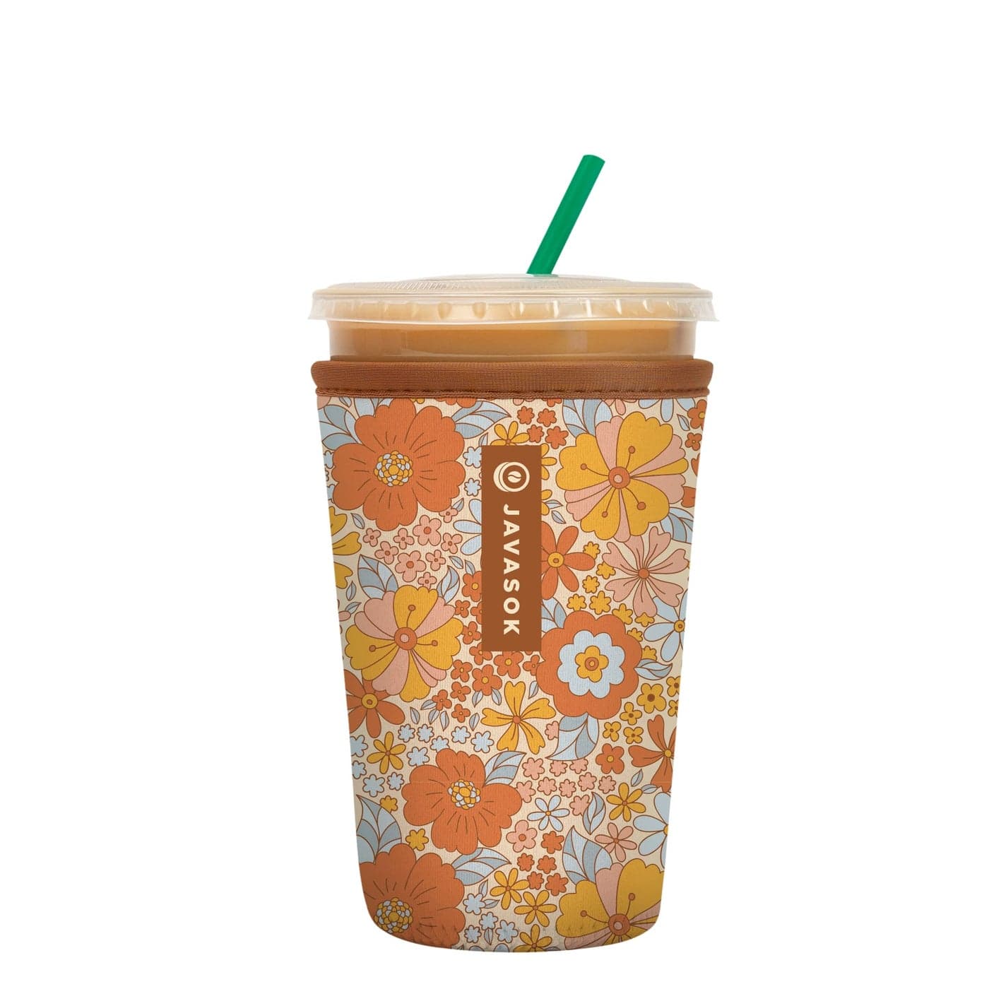 Sok It JavaSok Iced Coffee Cold Soda Insulated Neoprene Cup Sleeve Flower Power Medium 2228oz