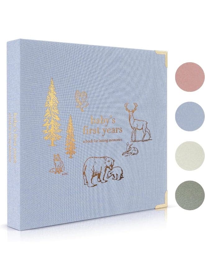 ZICOTO Keepsake Baby Memory Book for Boys and Girls – Timeless First 5 Year Baby Book – Blue Baby Boy Journal Scrapbook or Photo Album - A Milestone Book to Record Every Event from Birth to Age 5