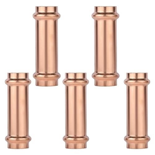 5Pack HeSun Copper Press Extended Coupling without Stop 34 x 34 Pressure Fittings P x P for Copper Tube ConnectionPRESS029