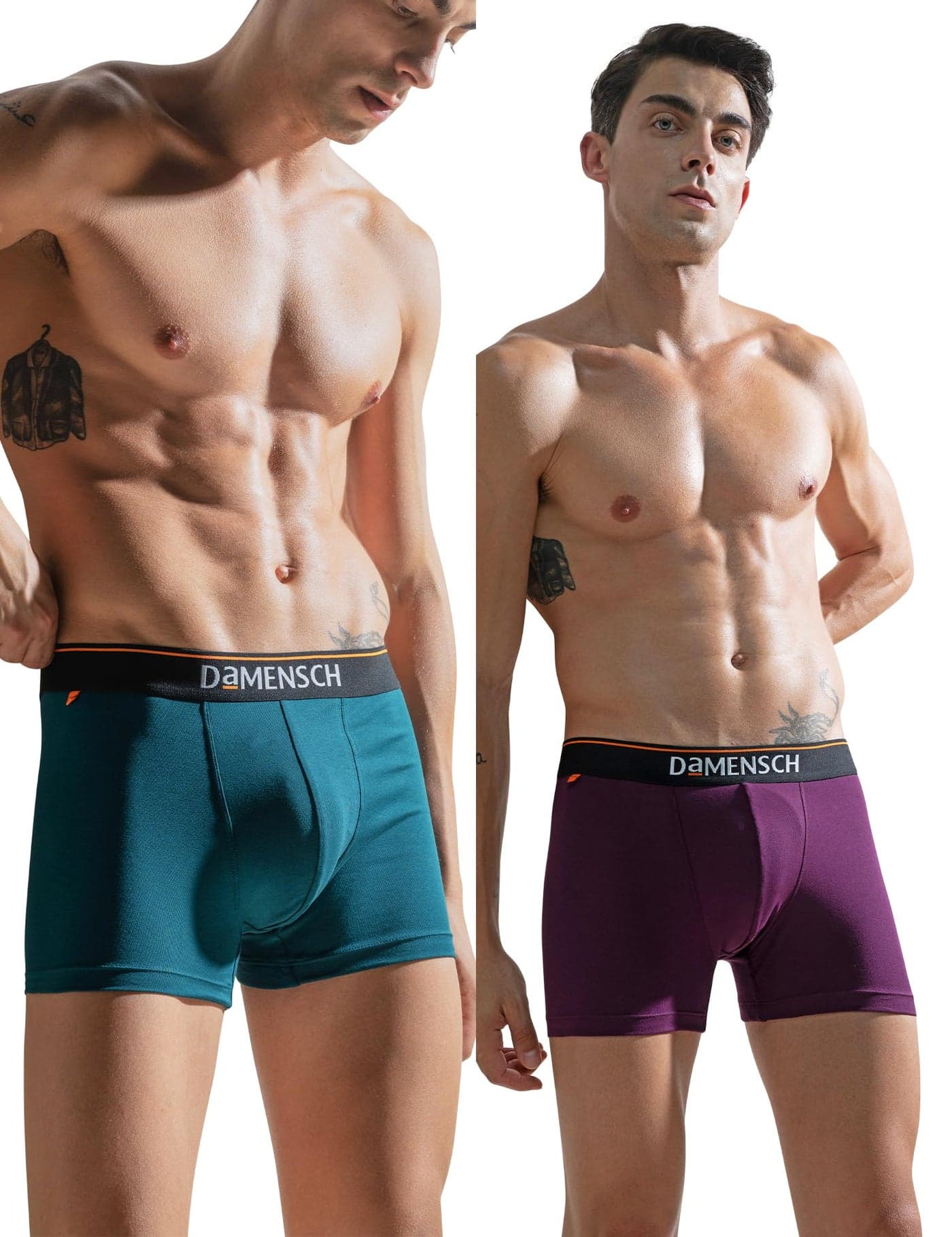 DAMENSCH Regular Fit Solid Cotton Blend Trunk Underwear Anti-Bacterial Moisture Wicking Breathable Microfibre Waistband Deo-Cotton Trunks for Men-Violet View,Teal Trust-L