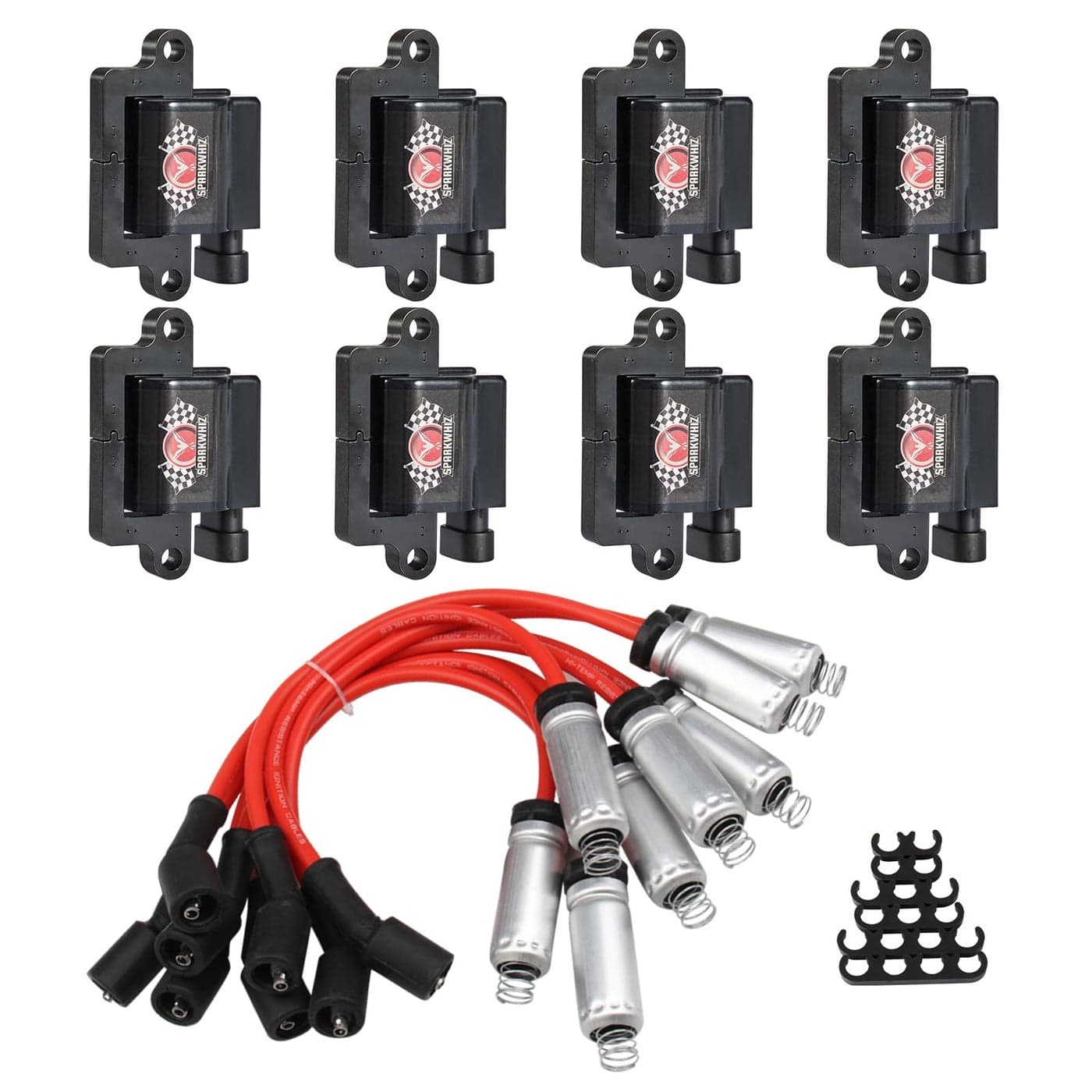 UF271 Square Ignition Coils and 748EE Spark Plug Wires Set Compatible with GMC SierraSuburban Escalade Avalanche Chevy Silverado 1500 48L 53L 60L Part Number D581 12558693