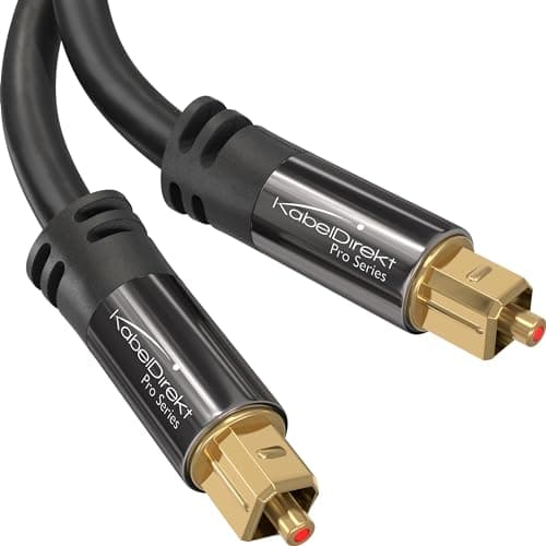 TOSLINK – Optical Audio Cable – 10ft – Designed in Germany – Fiber Optic Cable for Soundbar, SPDIF Digital Optical Audio Cord – for Sound Bars, Stereo Systems, amps, Xbox One or PS4 – by CableDirect
