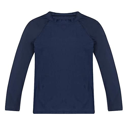 ESTAMICO Boys Long Sleeve Rash Guard Swim Shirts UPF 50+ Sun Protection Swimwear Quick Dry Rashguard Athletic Swimwear, Navy 6