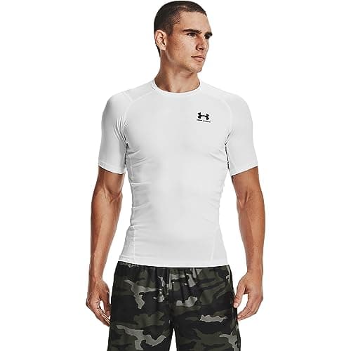 Under Armour Men's Armour HeatGear Compression Short-Sleeve T-Shirt , White (100)/Black, X-Large