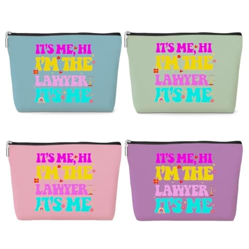 4 Pack Funny Lawyer Gifts Legal Practitioner Gift Prosecutor Graduation Appreciation Makeup Bag Funny Cosmetic Bags for Women Law Judge Attorney Student Paralegal Prosecutor Birthday Christmas