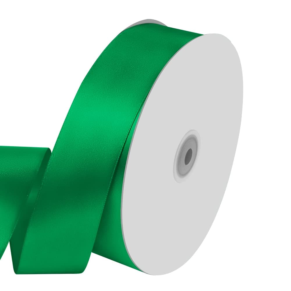 112 Wide x 100 Yards Wide Green Satin Ribbon Solid Fabric Ribbons Roll for Valentines Day Crafts Chair Sash Gift Wrapping Invitation Cards Floral Sewing Party Green