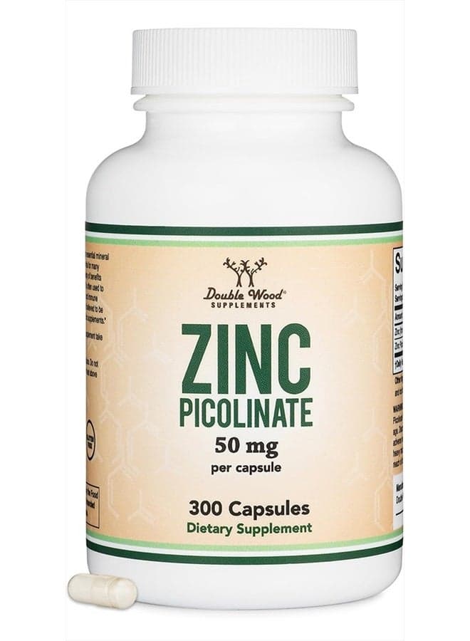 Zinc Picolinate 50mg, 300 Capsules (Immune Support) Non-GMO, Gluten Free (300 Day Supply) by Double Wood Supplements
