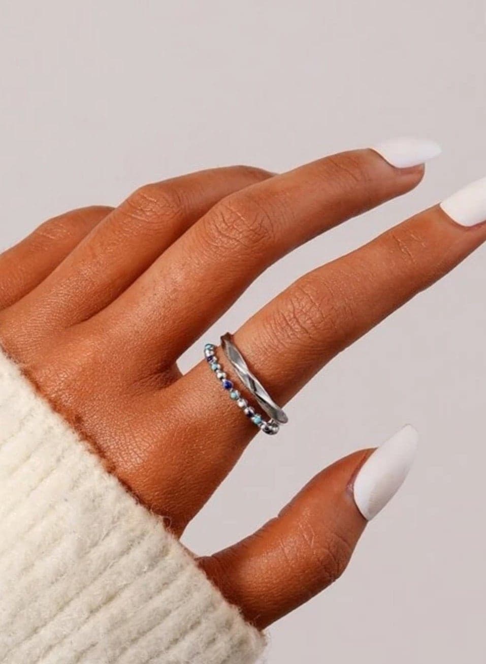 Trendy Silver Stainless Steel Ring For Women One Size