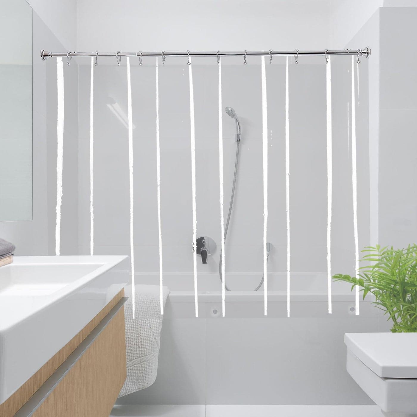 YISURE Short Shower Curtain Liner 60 Inch Clear Peva Plastic Waterproof Small Bathroom Curtain with 3 Magnets and 10 Rustproof Grommet Holes