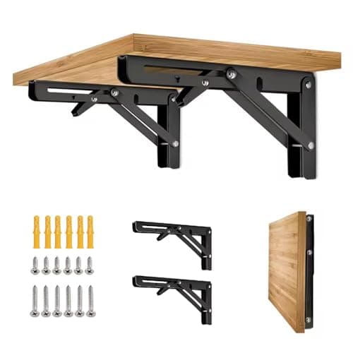 Folding Shelf Bracket 20 inch 2PC Wall Mounted Collapsible Shelves Brackets Heavy Duty Foldable Workbench Bracket DIY Wall Table Hinges for RV Countertop Extension Gargage Workstation Table Supports