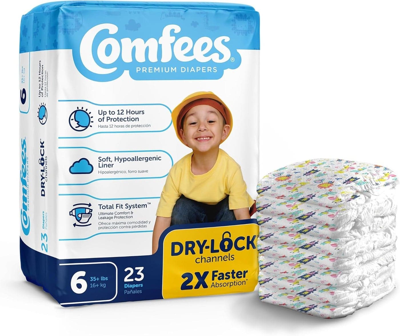 Premium Baby Diapers with Total Fit System for Boys Girls Size 6 92Count