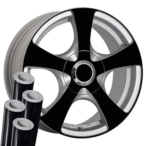 VViViD Black High Gloss Mirror Finish Auto Rim Air-Release Adhesive Vinyl Wrap (24" x 30" 4 Roll Pack)