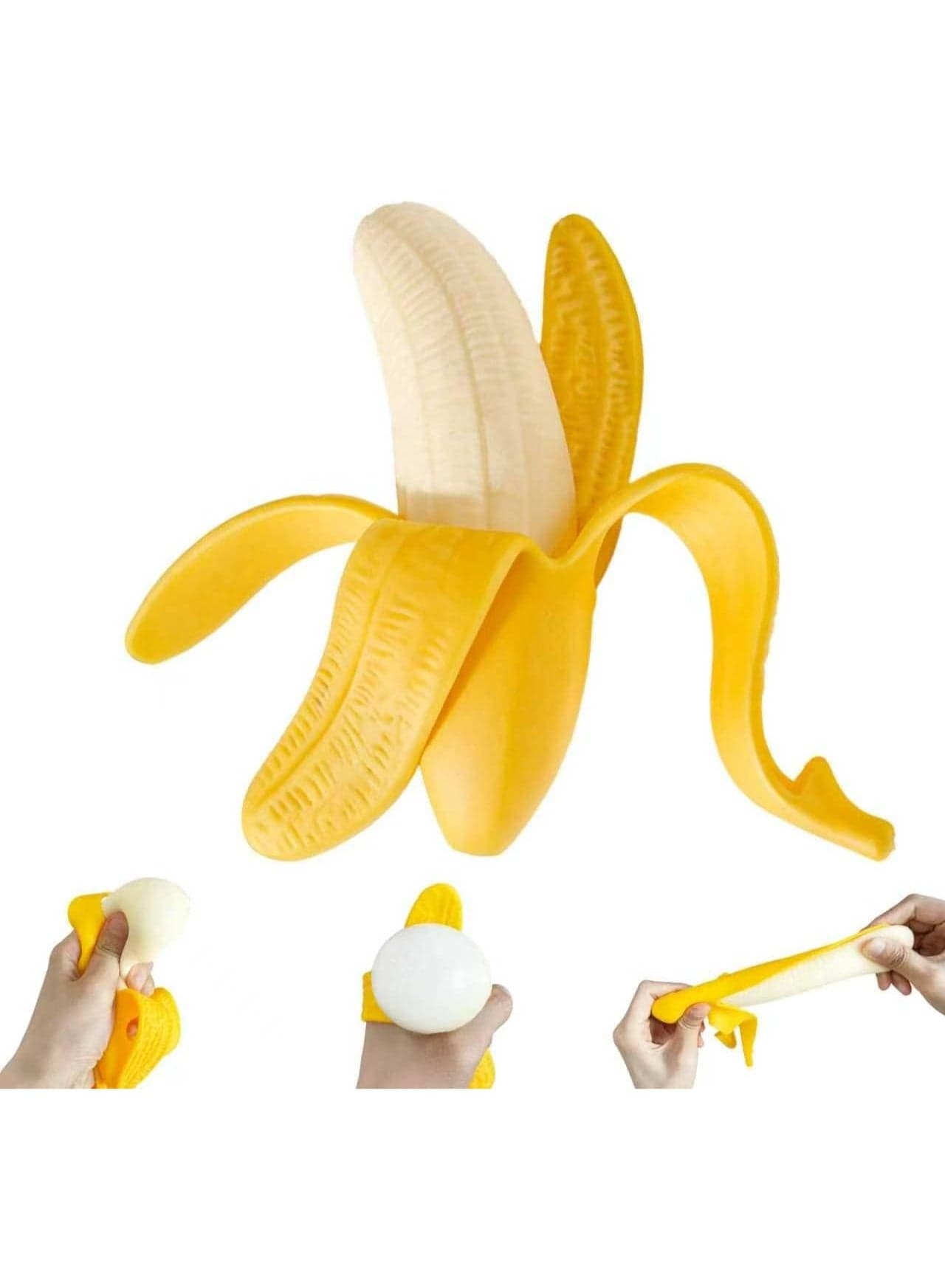 Bananas Fruit Squeeze Toys, Banana Squishies for Stress Relief Stress, Stretchy Fidget Toys for Fun Easter Basket Stuffer Gift Birthday Party