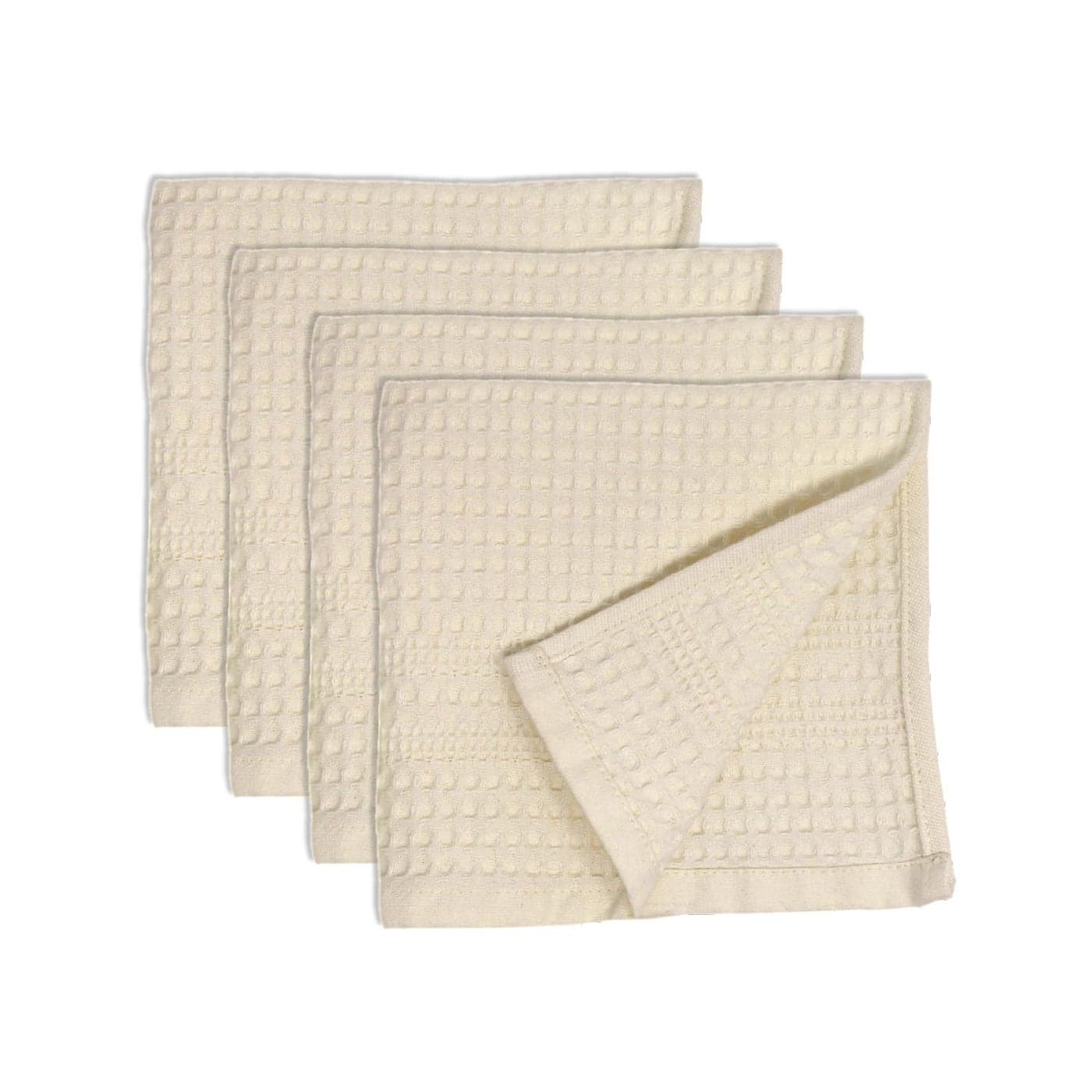 GILDEN TREE Waffle Towels Wash Cloths for Showering Exfoliating Washcloth Face Towels Quick Dry Towel Cotton Washcloths Set of 4 Classic Style Cream