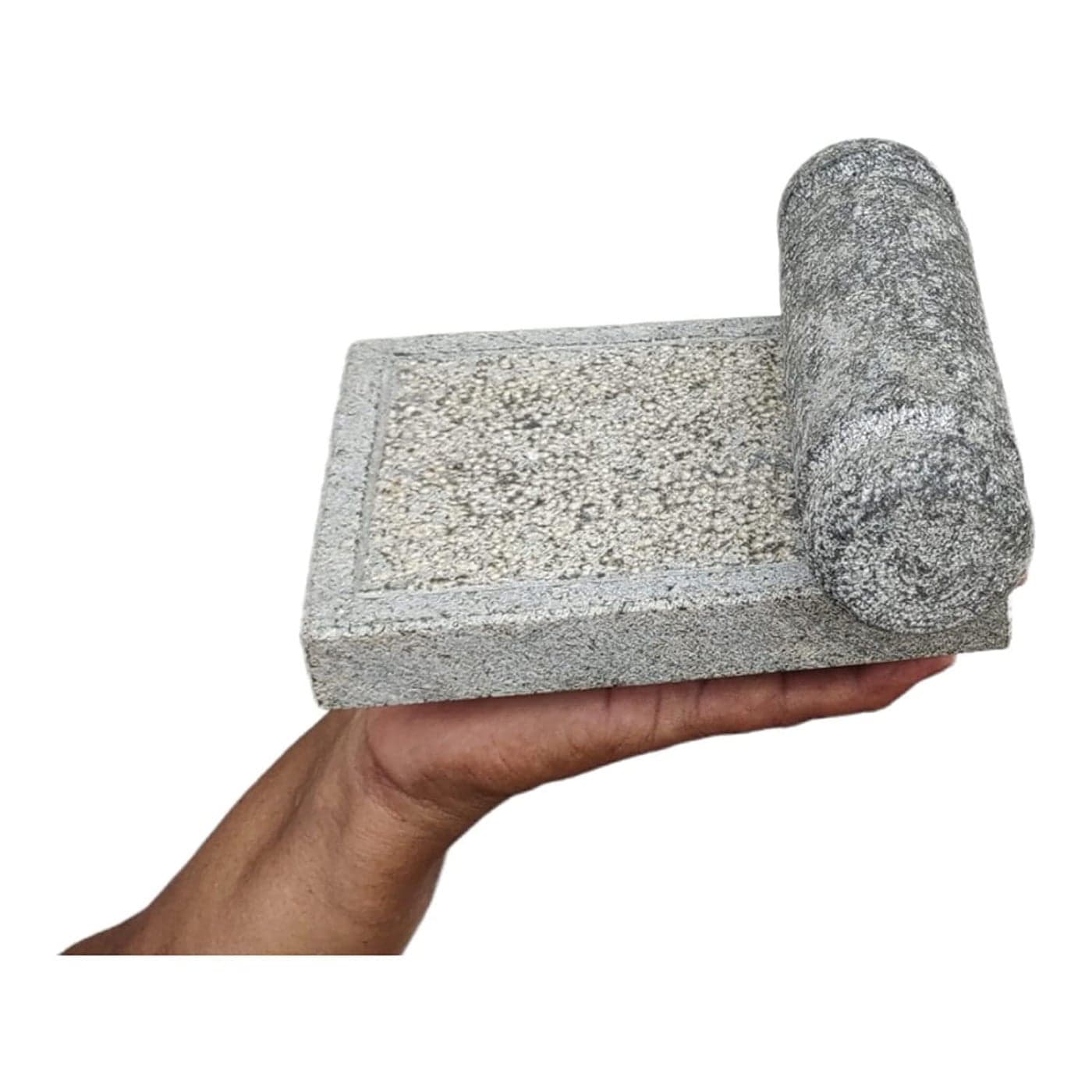 AZKAR Stone Ammikallu Small Size SIL Batta Village Natural Home Decor Traditional Hand Grinder Gift Pooja Miniature Kids Play Length 8 Inch Width 6 Inch