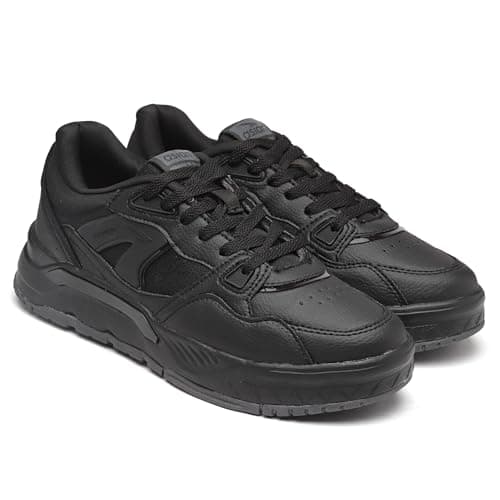 ASIAN Men URBAN-16 Stylish Casual Mid Top Sneakers and Trendy Shoes with Laces for Men & Boys | Perfect for Wearing to Outings, and Comfortable All-Day Use, Lightweight and Durable Full Black,UK 8