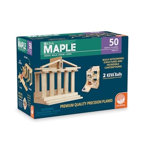 MindWare KEVA Maple 50 Planks FreeForm 3D Building for Kids Create Your own Architecture Designs Wood Blocks