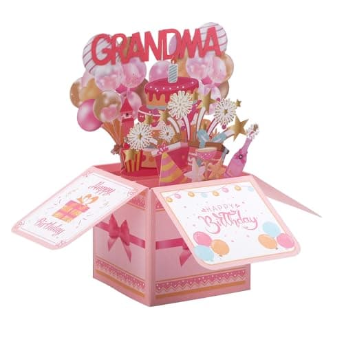 Gosknor Happy Birthday Grandma Pop up Card Colorful Popup Mothers Day Birthday Greeting Card with Envelope Great Birthday Gifts Best Nana Gifts Creative Gift Idea for Grandma
