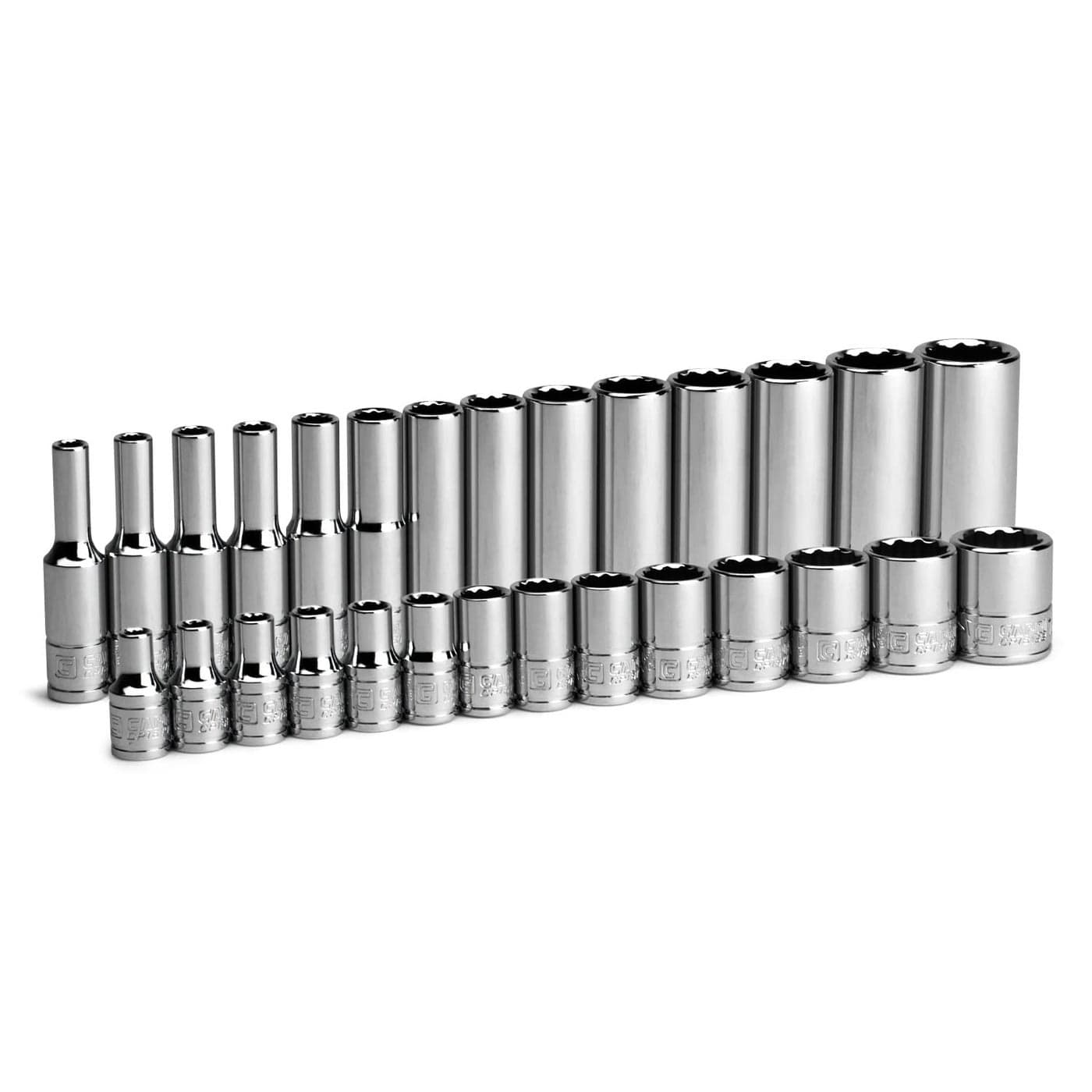 Capri Tools 14 in Drive 12Point Shallow and Deep Socket Set Metric 4 to 15 mm 28Piece